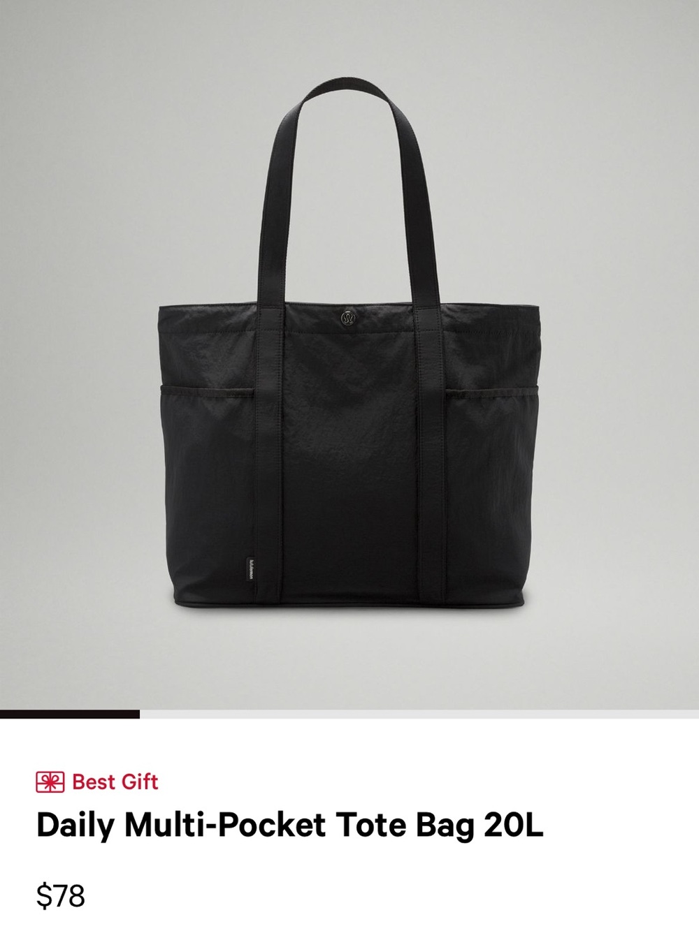 lululemon athletica Black Daily Multi-Pocket Tote 20L